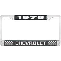 1976 CHEVROLET BLACK AND CHROME LICENSE PLATE FRAME WITH WHI