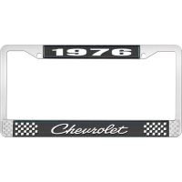 1976 CHEVROLET BLACK AND CHROME LICENSE PLATE FRAME WITH WHI