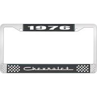 1976 CHEVROLET BLACK AND CHROME LICENSE PLATE FRAME WITH WHI