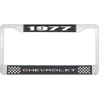 1977 CHEVROLET BLACK AND CHROME LICENSE PLATE FRAME WITH WHI