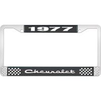 1977 CHEVROLET BLACK AND CHROME LICENSE PLATE FRAME WITH WHI