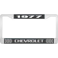 1977 CHEVROLET BLACK AND CHROME LICENSE PLATE FRAME WITH WHI