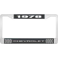 1978 CHEVROLET BLACK AND CHROME LICENSE PLATE FRAME WITH WHI