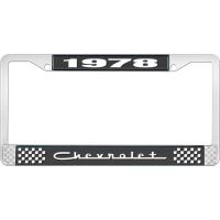 1978 CHEVROLET BLACK AND CHROME LICENSE PLATE FRAME WITH WHI