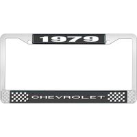 1979 CHEVROLET BLACK AND CHROME LICENSE PLATE FRAME WITH WHI