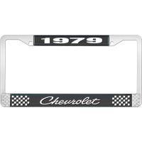 1979 CHEVROLET BLACK AND CHROME LICENSE PLATE FRAME WITH WHI