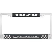 1979 CHEVROLET BLACK AND CHROME LICENSE PLATE FRAME WITH WHI