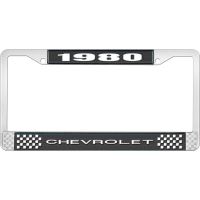 1980 CHEVROLET BLACK AND CHROME LICENSE PLATE FRAME WITH WHI