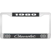 1980 CHEVROLET BLACK AND CHROME LICENSE PLATE FRAME WITH WHI