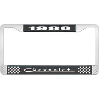 1980 CHEVROLET BLACK AND CHROME LICENSE PLATE FRAME WITH WHI