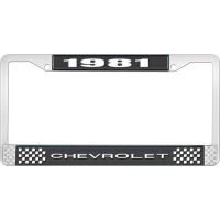 1981 CHEVROLET BLACK AND CHROME LICENSE PLATE FRAME WITH WHI