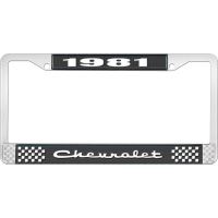 1981 CHEVROLET BLACK AND CHROME LICENSE PLATE FRAME WITH WHI