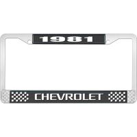 1981 CHEVROLET BLACK AND CHROME LICENSE PLATE FRAME WITH WHI