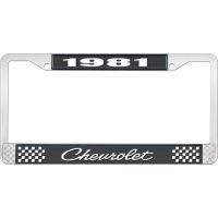 1981 CHEVROLET BLACK AND CHROME LICENSE PLATE FRAME WITH WHI