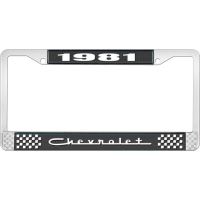 1981 CHEVROLET BLACK AND CHROME LICENSE PLATE FRAME WITH WHI