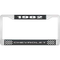 1982 CHEVROLET BLACK AND CHROME LICENSE PLATE FRAME WITH WHI