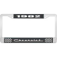 1982 CHEVROLET BLACK AND CHROME LICENSE PLATE FRAME WITH WHI