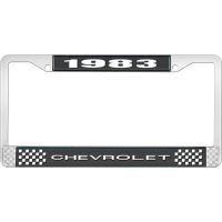 1983 CHEVROLET BLACK AND CHROME LICENSE PLATE FRAME WITH WHI