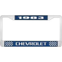 1983 CHEVROLET BLUE AND CHROME LICENSE PLATE FRAME WITH WHIT