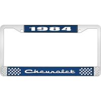 1984 CHEVROLET BLUE AND CHROME LICENSE PLATE FRAME WITH WHIT