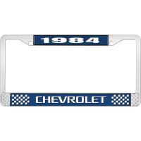 1984 CHEVROLET BLUE AND CHROME LICENSE PLATE FRAME WITH WHIT