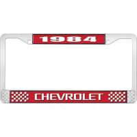 1984 CHEVROLET RED  AND CHROME LICENSE PLATE FRAME  WITH WHI