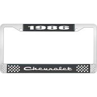 1986 CHEVROLET BLACK AND CHROME LICENSE PLATE FRAME WITH WHI