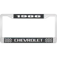 1986 CHEVROLET BLACK AND CHROME LICENSE PLATE FRAME WITH WHI