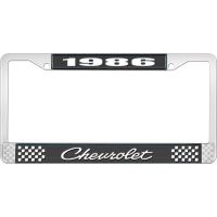 1986 CHEVROLET BLACK AND CHROME LICENSE PLATE FRAME WITH WHI