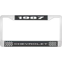 1987 CHEVROLET BLACK AND CHROME LICENSE PLATE FRAME WITH WHI