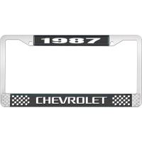 1987 CHEVROLET BLACK AND CHROME LICENSE PLATE FRAME WITH WHI