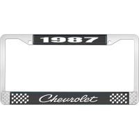 1987 CHEVROLET BLACK AND CHROME LICENSE PLATE FRAME WITH WHI