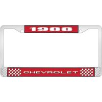 1988 CHEVROLET RED  AND  CHROME LICENSE PLATE FRAME WITH WHI