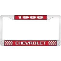 1988 CHEVROLET RED  AND  CHROME LICENSE PLATE FRAME WITH WHI