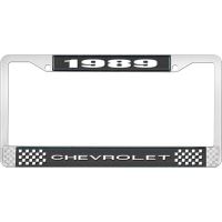 1989 CHEVROLET BLACK AND CHROME LICENSE PLATE FRAME WITH WHI