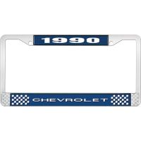 1990 CHEVROLET BLUE AND CHROME LICENSE PLATE FRAME WITH WHIT