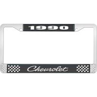 1990 CHEVROLET BLACK AND CHROME LICENSE PLATE FRAME WITH WHI