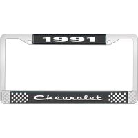 1991 CHEVROLET BLACK AND CHROME LICENSE PLATE FRAME WITH WHI