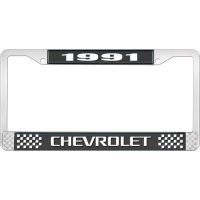 1991 CHEVROLET BLACK AND CHROME LICENSE PLATE FRAME WITH WHI