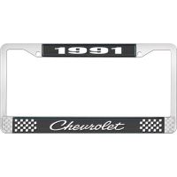 1991 CHEVROLET BLACK AND CHROME LICENSE PLATE FRAME WITH WHI