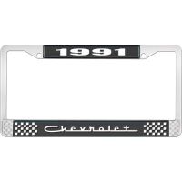 1991 CHEVROLET BLACK AND CHROME LICENSE PLATE FRAME WITH WHI