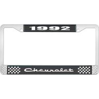 1992 CHEVROLET BLACK AND CHROME LICENSE PLATE FRAME WITH WHI