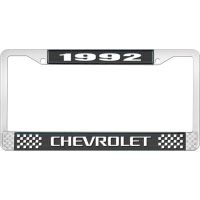 1992 CHEVROLET BLACK AND CHROME LICENSE PLATE FRAME WITH WHI