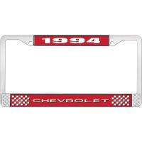 1994 CHEVROLET RED  AND  CHROME LICENSE PLATE FRAME WITH WHI