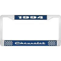 1994 CHEVROLET BLUE AND CHROME LICENSE PLATE FRAME WITH WHIT