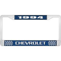 1994 CHEVROLET BLUE AND CHROME LICENSE PLATE FRAME WITH WHIT