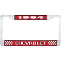 1994 CHEVROLET RED  AND  CHROME LICENSE PLATE FRAME WITH WHI