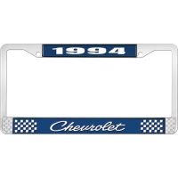 1994 CHEVROLET BLUE AND CHROME LICENSE PLATE FRAME WITH WHIT