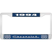 1994 CHEVROLET BLUE AND CHROME LICENSE PLATE FRAME WITH WHIT