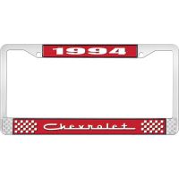 1994 CHEVROLET RED  AND  CHROME LICENSE PLATE FRAME WITH WHI